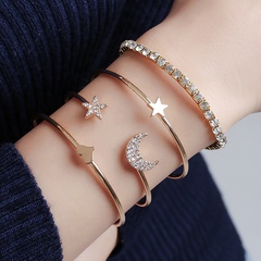 Mode Simple Style Star Lune Coeur forme Alliage Placage Diamant Diamant artificiel Bracelet