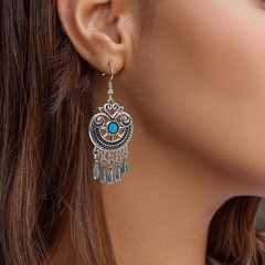 Women'S Bohemian Tassel Alloy Earrings Plating Turquoise Drop Earrings 1 Piece