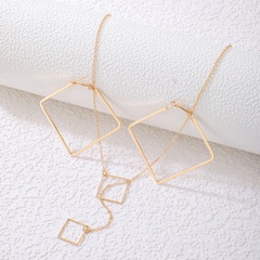 Fashion Simple Diamond Pendant Geometric Square Alloy Necklace Earrings Set