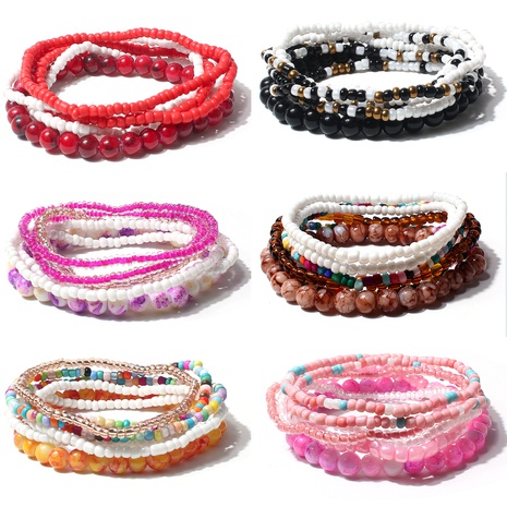 Fashion Bohemian Style Multicolor Bead Acrylic Multi-Layer Female Bracelet's discount tags