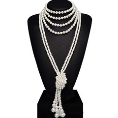 Vintage einfarbig perlen knoten Perle Pullover Halskette
