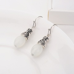 Retro Alloy Water Droplets Earrings Daily Plating Opal Drop Earrings 1 Set
