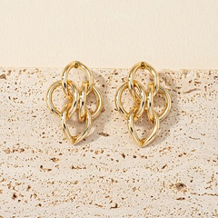 solid color Irregular Metal Geometry Circle Twisted Ear Studs