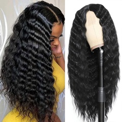 28 Inch Synthetic Curly Long Wavy Lace Natural Black Lace Wig