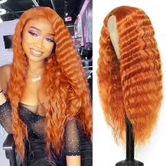 28 Inch Synthetic Curly Long Women's Wavy Curly Orange Lace Wig