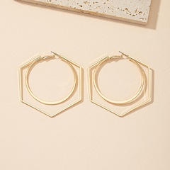 Fashion Simple Hexagonal Inlaid round Alloy Ear Hook Earrings