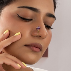 Neue Mode Intarsien Edelstein frauen Einfache Gold Überzogene Nasen Schiene Kein Piercing Nase Ring
