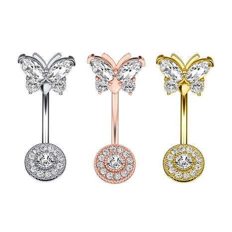 Upper Butterfly Lower round Zircon Navel Ring Navel Stud's discount tags