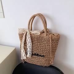 Fashion Woven Straw Basket Casual Hand Holding Bucket Shoulder Crossbody Bag