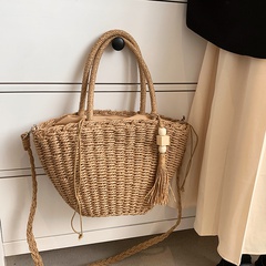 New Fashion Straw Woven Portable Basket  Shoulder Messenger Bag
