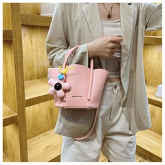 New Candy Color Lychee Pattern Portable Bucket Shoulder Bag