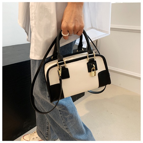 fashion Contrast Color stitching Portable Square Messenger Bag's discount tags