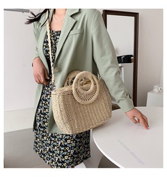 Fashion New round Bucket Straw Crossbody Beach Handbag Woven Bag