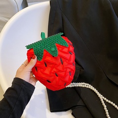 Mode Weibliche Sommer 2022 Neue Erdbeere Form Perle Kette Umhängetasche Mini Tasche