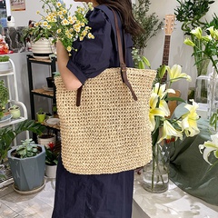 Large Capacity New Fashion Women Shoulder Straw Simple Tote Bag