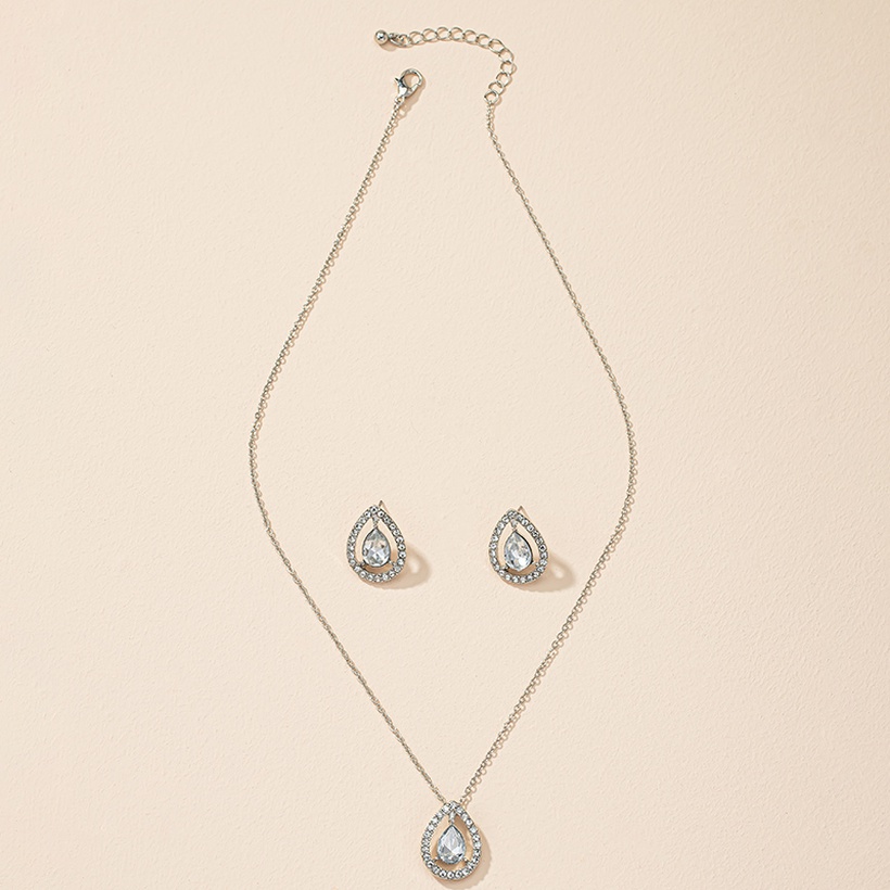 Bijoux Fantaisie Parures Bijoux | Mode Goutte Deau Pendentif Inlay Complet Diamant Boucles Doreilles Collier Accessoires Ensemble - NX10571