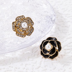 New Fashion Pearl Diamond Flower Drop Oil Alloy Ear Stud Earrings