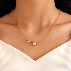 Fashion Simple Ol Pearl Single-Layer Geometric Irregular Alloy Necklace
