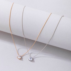 Mode Einfache Geometrische Herz Form Intarsien Zirkon Legierung Halskette
