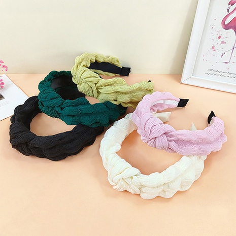 New Style Folded Wide Brim solid color fabric headband's discount tags