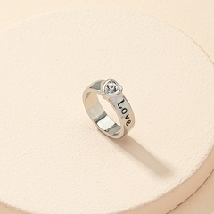 Fashion Heart-Shaped Female Simple Letter Silver Alloy Ring
