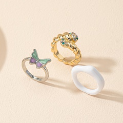 Anillo de moda conjunto femenino creativo mariposa resina geométrica dulce anillo Accesorios