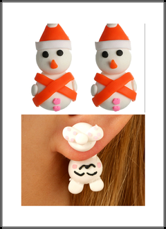 Cartoon Style Cute Alloy Rabbit Snowman Earrings Daily Stud Earrings