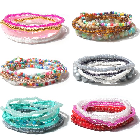 Fashion Bohemian Beaded Multi-Layer Mixed Color Elastic Bracelet's discount tags