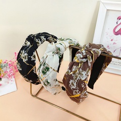 New style Floral Fabric Knotted Bronzing wide brim Hair Band