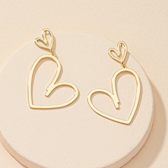 Fashion Double Layers Heart Pendant Asymmetric Line Earrings