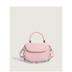 Pink Solid Color Semi-Circular Saddle New Chain Portable Messenger Bag