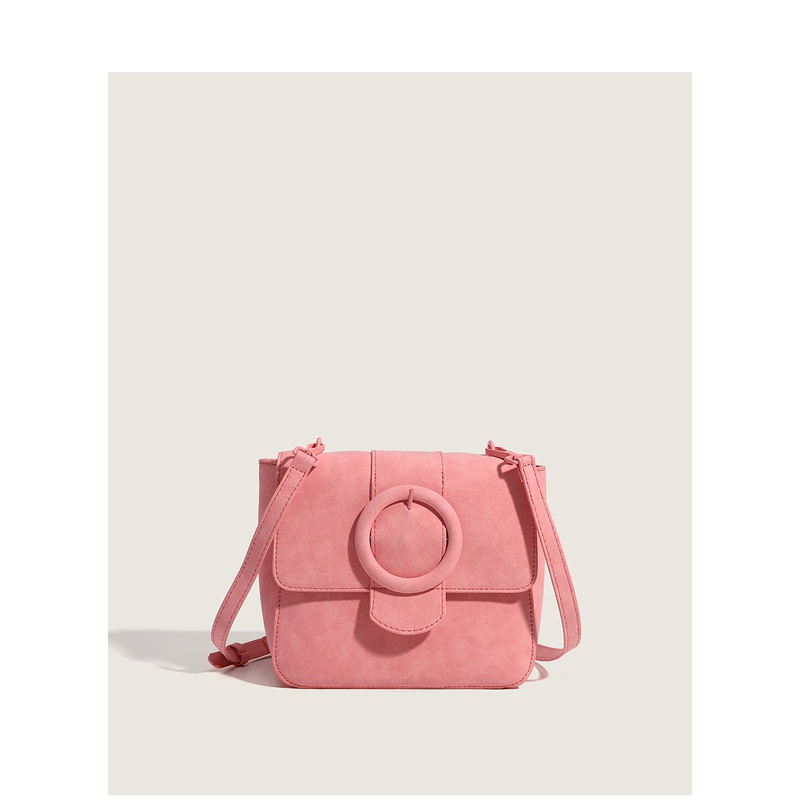 Mode Neue Feste Farbe Rosa Textur Crossbody Schulter Tasche Matt Kleine Quadratische Tasche