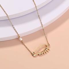 Simple Retro Metal Leaf Freshwater Pearl alloy Light Luxury Cold Style Clavicle Chain necklace