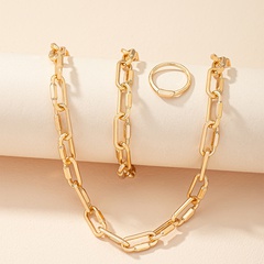 Fashion Simple Gold Alloy Necklace Ring Bracelet Set