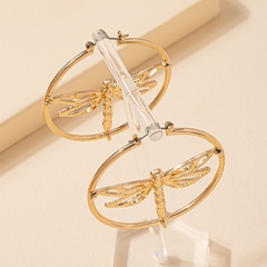 Fashion New Accessories Dragonfly Shaped Big Circle Hollow Alloy Earrings