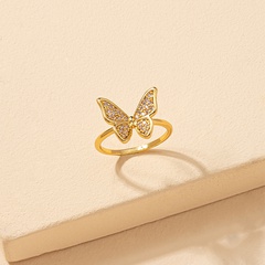 Fashion Inlay Rhinestone Butterfly Copper Inlaid Zircon Ring