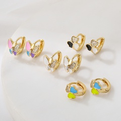 New style Copper Plating 18K Gold Dripping Zircon Flower Butterfly Earrings
