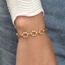 Mode Einfache Kupfer Galvani 18K Gold Eingelegten Zirkon Blume Armbandpicture5