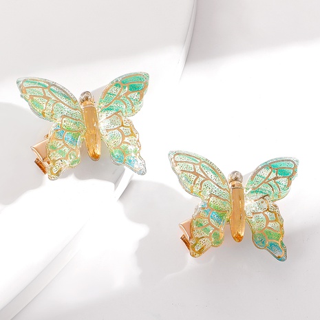 Women'S Sweet Gradient Color Butterfly Synthetic Resin Alloy Hair Accessories Inlaid Resin Resin Hair Clip 1 Set's discount tags
