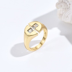 simple fashion golden  Adjustable copper inlaid zircon open-end Ring