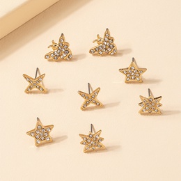 Fashion Diamond Embedded Star Insect Shaped Alloy Ear Studs Combination Setpicture8