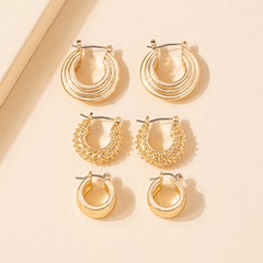 Ring Ohrringe Frauen in den Stil High-End-Gefühl Twist Strick Ohrring Set Kombination Europäische und amerikanische heiße Stil All-Match-Ohr schnalle