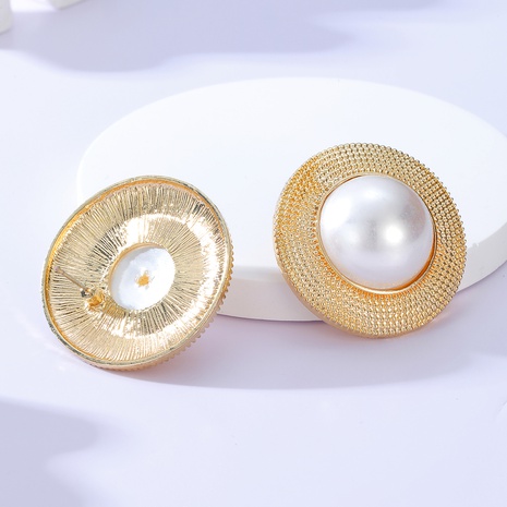 Fashion Retro Alloy Electroplated 18K Geometric round Pearl Earrings's discount tags