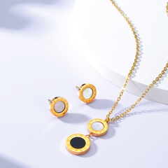 Moda Simple acero galvanizado 18K oro cáscara pendientes pendientes de tachuela collar conjunto