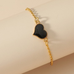 Simple Oil Dripping Heart-Shaped Pendant Cute Alloy Bracelet