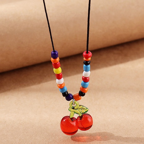 Fashion Creative Multicolor Bead Sweet Retro Resin Cherry Sweater Chain's discount tags