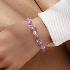 Fashion Creative Geometric Pearl Crystal Beaded Butterfly Shaped Bracelet