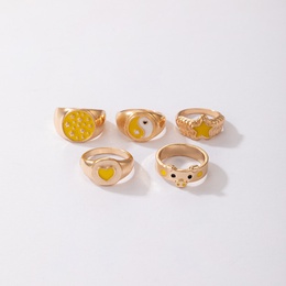 Fashion heart Tai Chi Pig FivePointed Star Oil Dripping Ring 5Piece Setpicture10