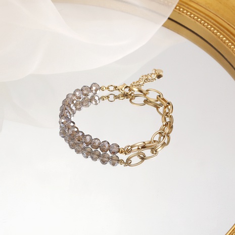 Mode Einfache Edelstahl Perle Transparente Perlen Armband's discount tags