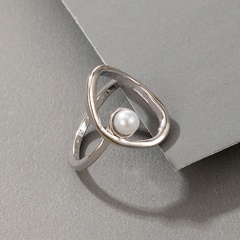 New Vintage Style Pearl hollow circle alloy Open Ring